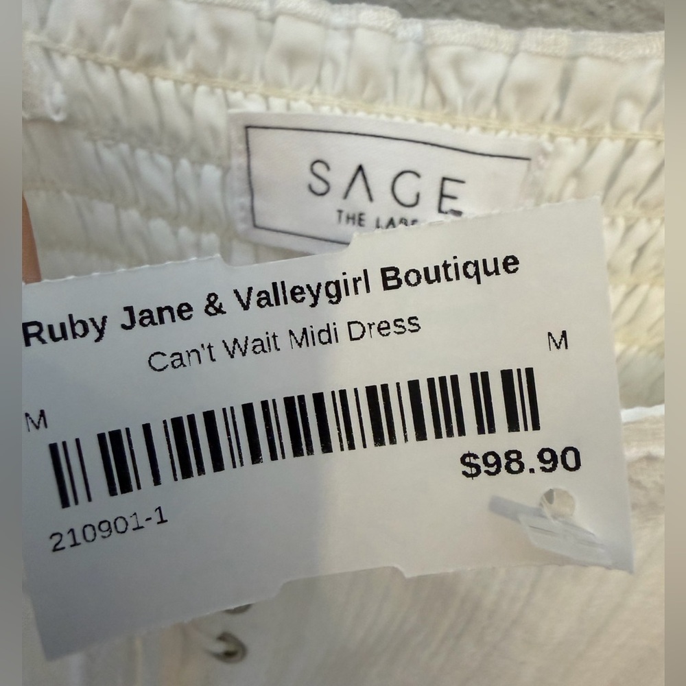 Sage the label cottage core midi dress new size M white - Picture 4 of 7